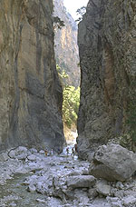 Die Samaria Schlucht an ihrer schmalsten Stelle
